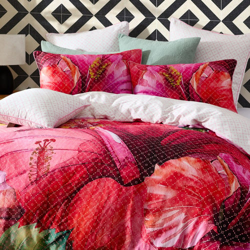 Hibiscus Hue Cotton Sateen Quilt Cover Set