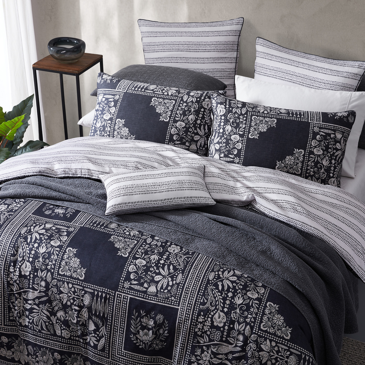 Ebony Cotton Sateen Quilt Cover Set