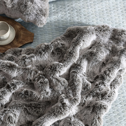 Platinum Rabbit Faux Fur Throw | Temple & Webster