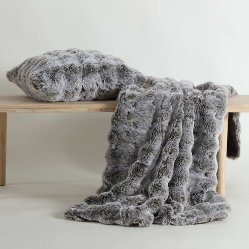 Platinum Rabbit Faux Fur Throw | Temple & Webster