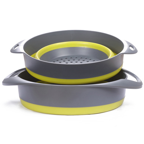 Gourmet Kitchen 2 Piece Collapsible Colander & Mixing Bowl Set Temple