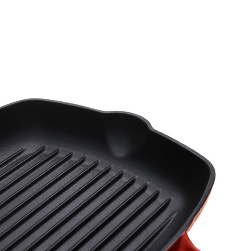 Black Cherry Red Square 28cm Cast Iron Grill Pan