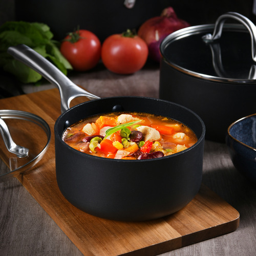 Meteore 16cm Non-Stick Saucepan with Glass Lid