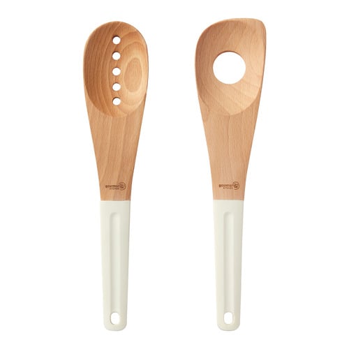 2 Piece Beech Wood Corner & Slotted Spoon Set
