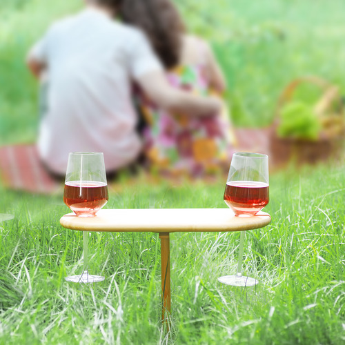 Sherwood Housewares Bamboo Picnic Wine Table Temple & ster