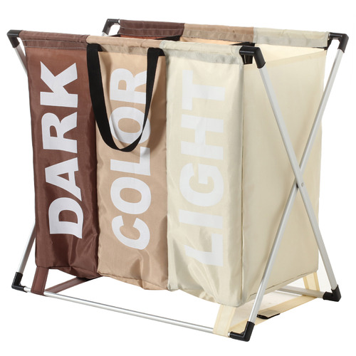 Sherwood Housewares MultiColoured 3 Section Laundry Hamper Temple