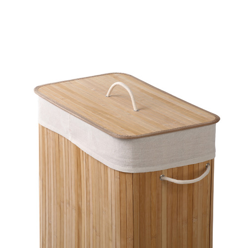2 Section Foldable Bamboo Laundry Hamper