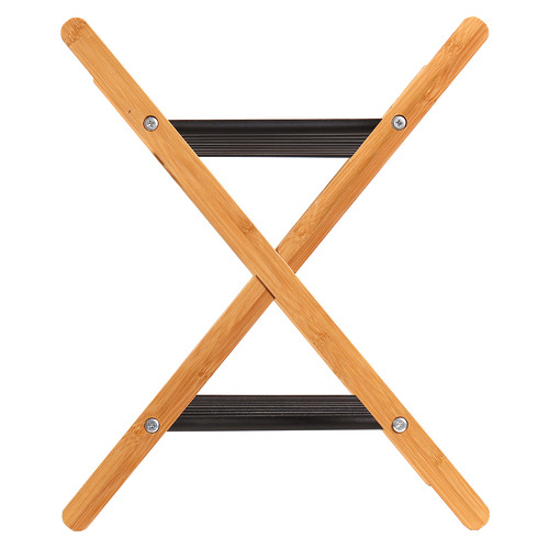 Black & Natural Quennie 2-Tier Bamboo & Metal Shoe Rack