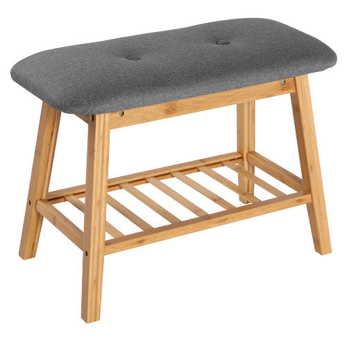 Natural & Grey Candice Bamboo Shoe Rack