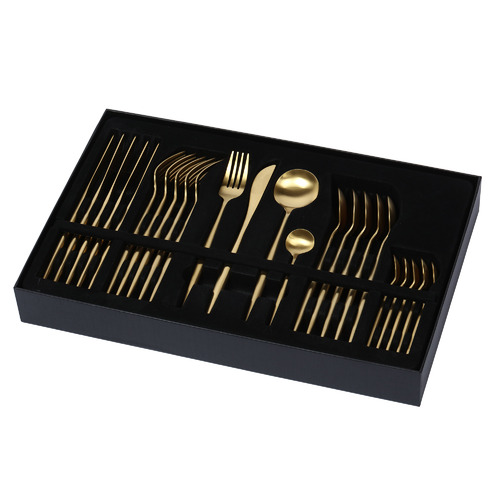 24 Piece Matt Polish-Gold Stainless Steel Cutlery Set
