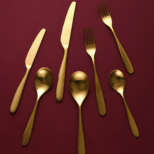 56 Piece Matte Gold Nouveau Stainless Steel Cutlery Set