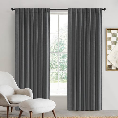 Linen Look Blockout Concealed Tab Top Curtains