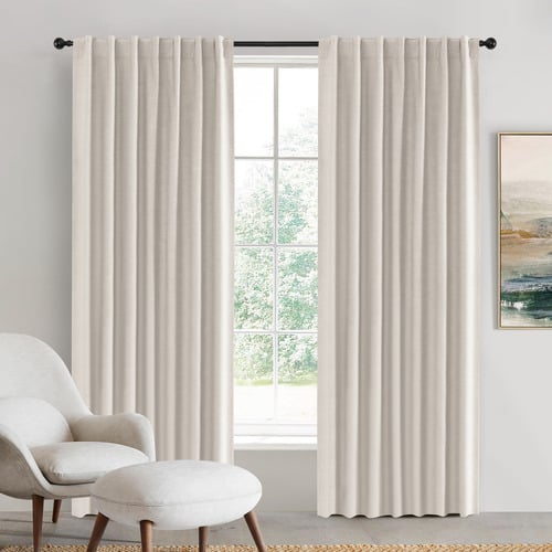 Linen Look Blockout Concealed Tab Top Curtains