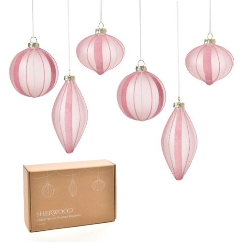 6 Piece Arthur Striped Christmas Bauble Set