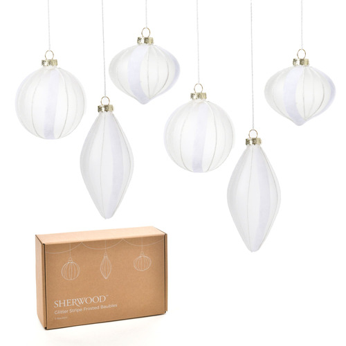 6 Piece Arthur Striped Christmas Bauble Set