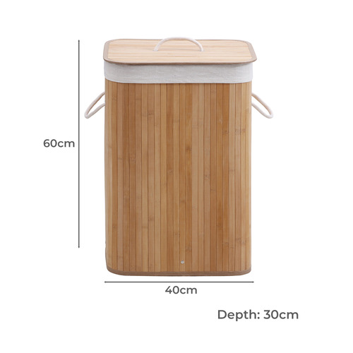 Rectangular Helix Folding Bamboo Laundry Hamper