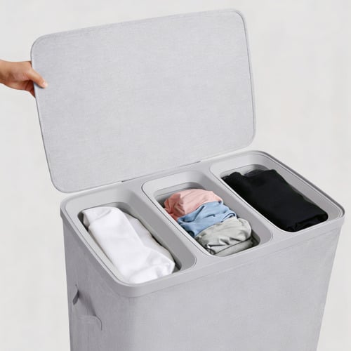Ayden 3 Section Laundry Hamper
