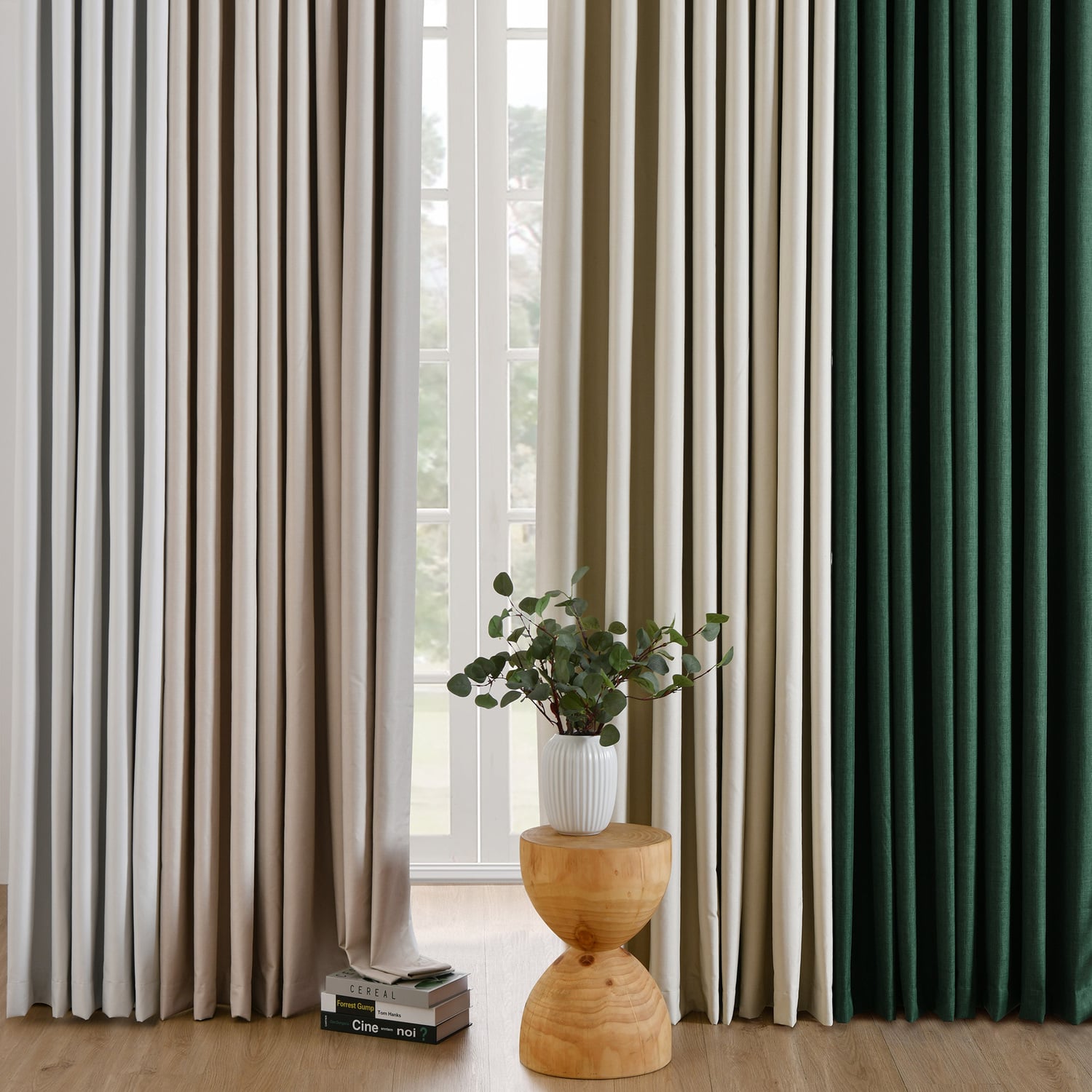 Lynden Forest Green Blockout S-Fold Single Panel Curtain