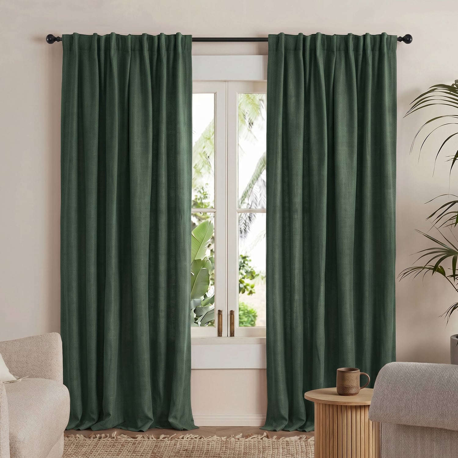Lynden Faux Linen Blockout Concealed Tab Top Curtains