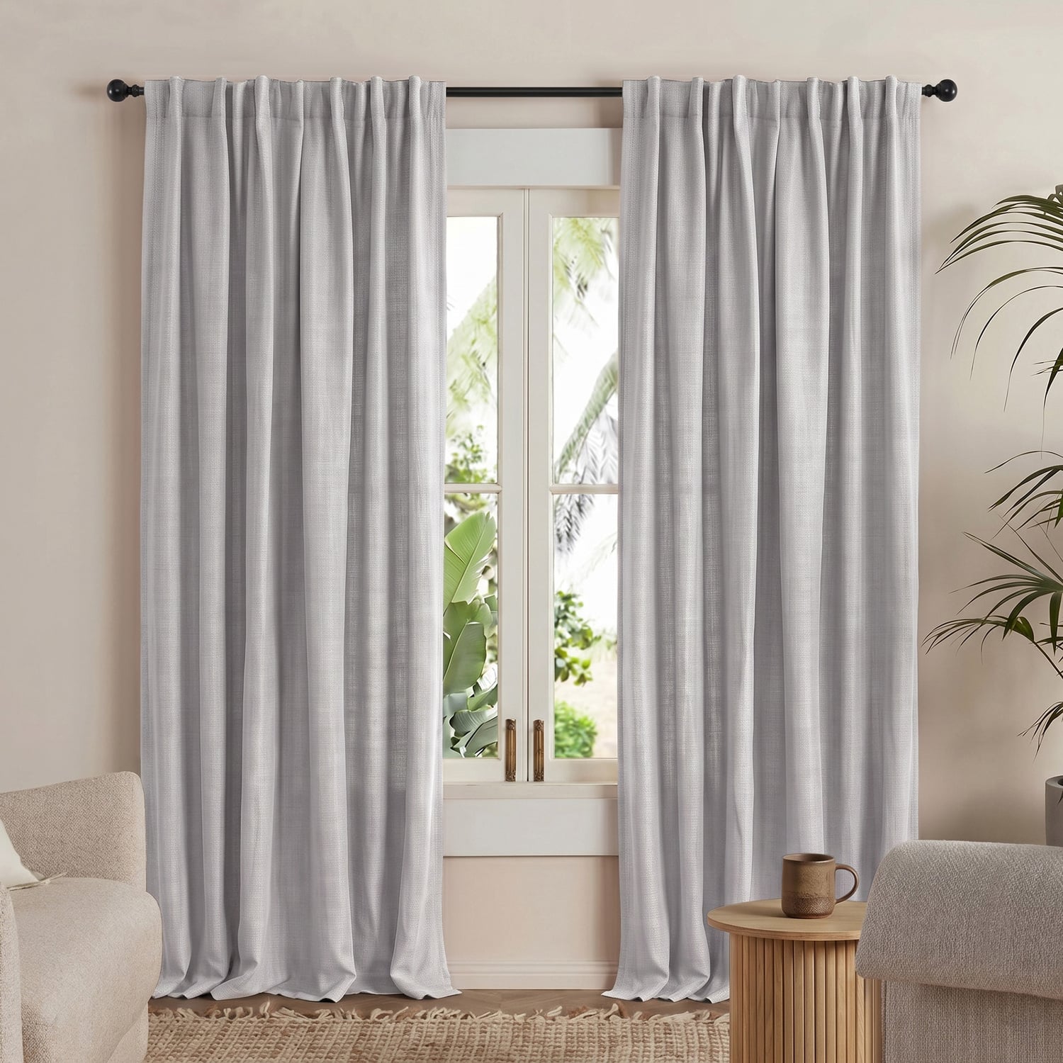 Lynden Faux Linen Blockout Concealed Tab Top Curtains
