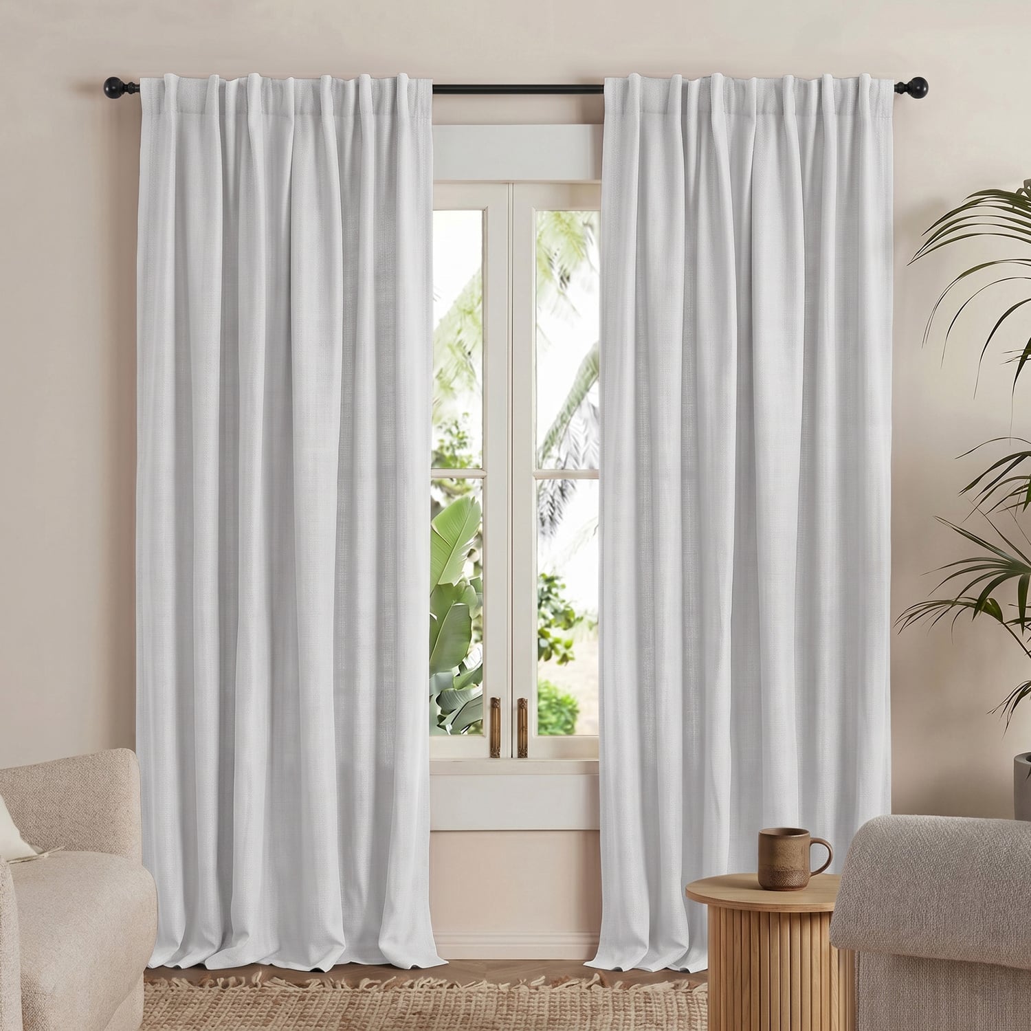 Lynden Faux Linen Blockout Concealed Tab Top Curtains