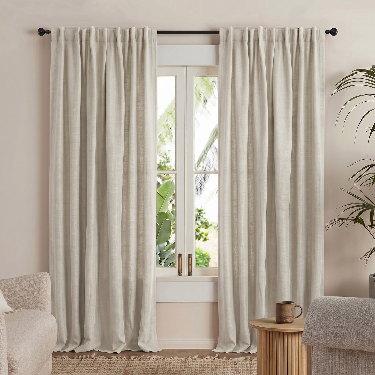 Lynden Faux Linen Blockout Concealed Tab Top Curtains