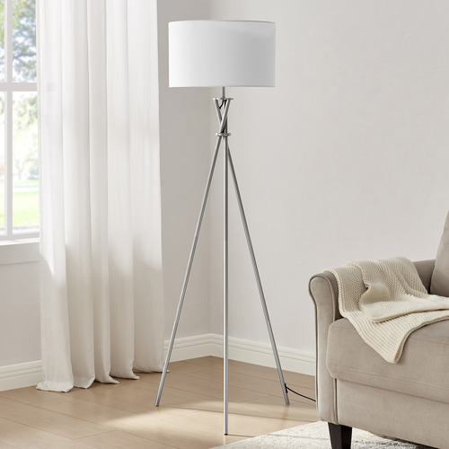 Chic-Metal-and-Linen-Tripod-Floor-Lamp