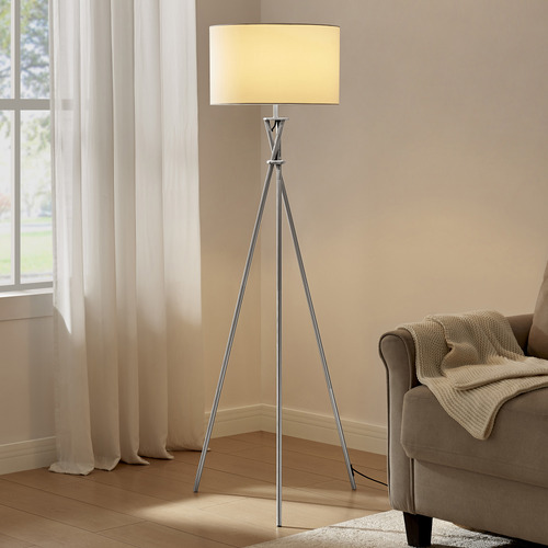 Chic-Metal-and-Linen-Tripod-Floor-Lamp