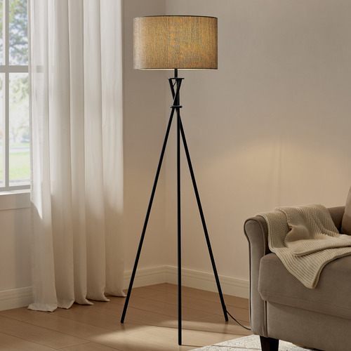 Chic-Metal-and-Linen-Tripod-Floor-Lamp