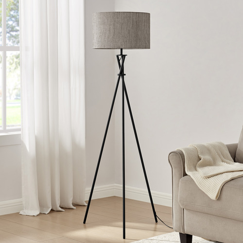 Chic-Metal-and-Linen-Tripod-Floor-Lamp