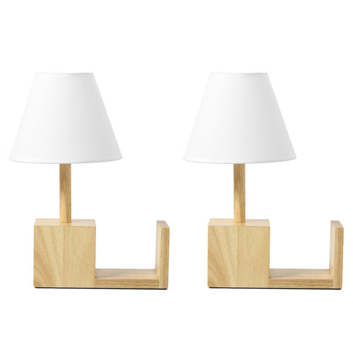 40cm Rubberwood Table Lamps