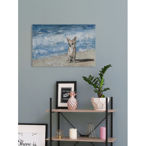Sad Chihuahua Painting Stretched Canvas Wall Art