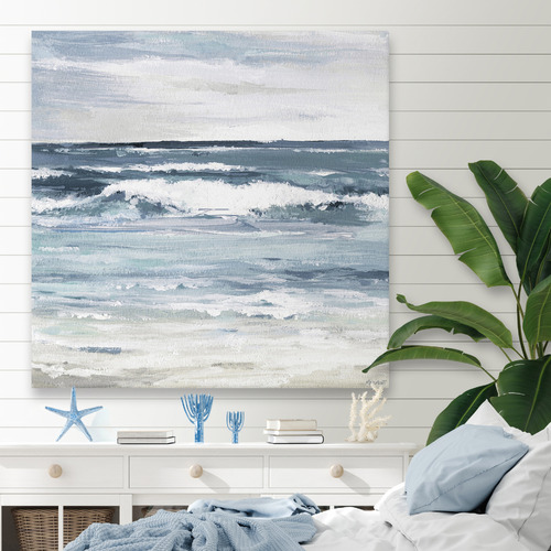 White Waves Splash Stretched Canvas Wall Art