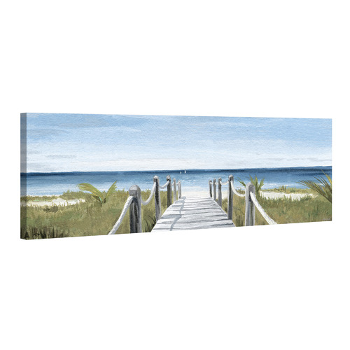 GalerieArtCo Beach Walkway Stretched Canvas Wall Art Temple & ster