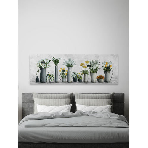 White and Yellow Flowers Stretched Canvas Wall Art