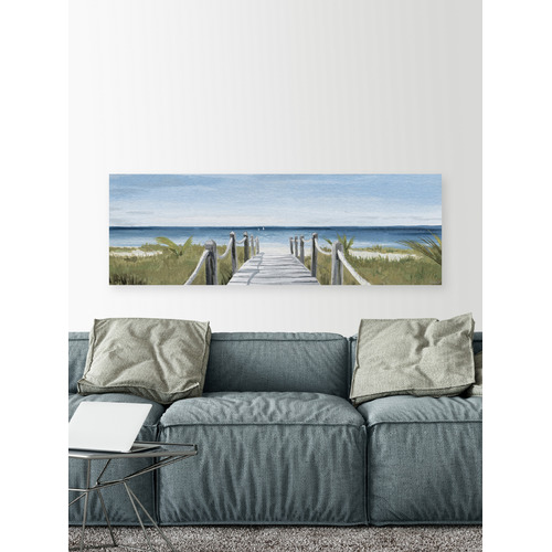 GalerieArtCo Beach Walkway Stretched Canvas Wall Art Temple & ster