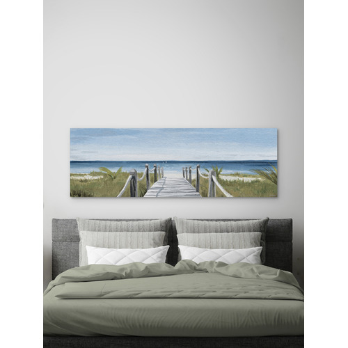 GalerieArtCo Beach Walkway Stretched Canvas Wall Art Temple & ster
