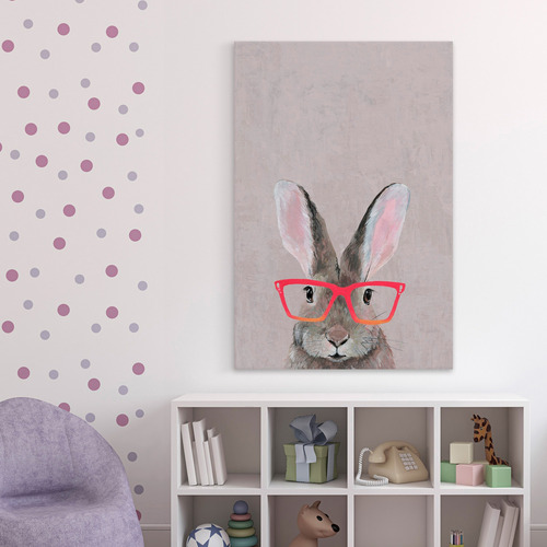 GalerieArtCo Hare with Red Glasses Canvas Wall Art | Temple & Webster