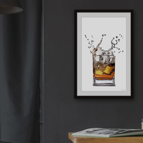 Whiskey & Ice Framed Printed Wall Art