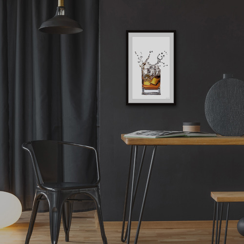 Whiskey & Ice Framed Printed Wall Art