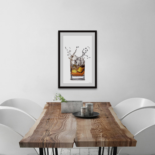 Whiskey & Ice Framed Printed Wall Art