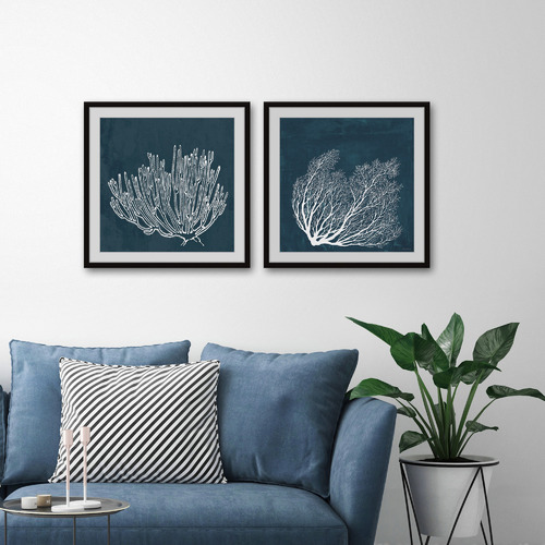 Tropical Corals Framed Printed Wall Art Diptych
