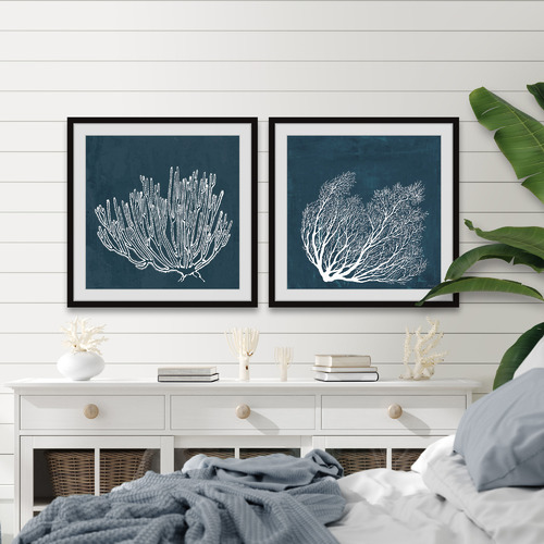Tropical Corals Framed Printed Wall Art Diptych