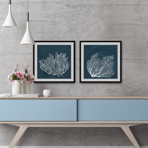 Tropical Corals Framed Printed Wall Art Diptych