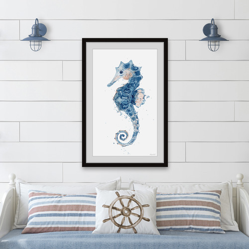 GalerieArtCo The Little Seahorse Framed Printed Wall Art Temple & ster