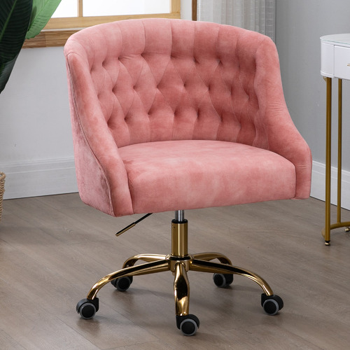 tufted pink office chair