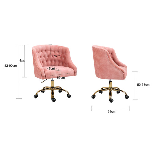CoraHomeLiving Antoinette Tufted Velvet Office Chair | Temple & Webster