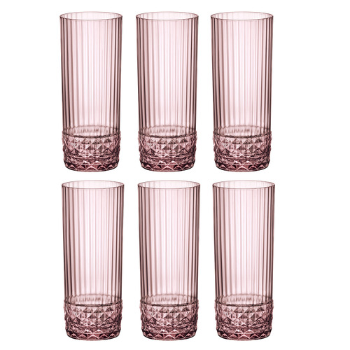Bormioli Rocco Lilac Rose America 20 400ml Long Drink Glasses