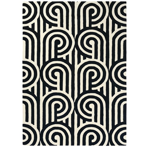 Black Florence Broadhurst Turnabouts Wool Rug