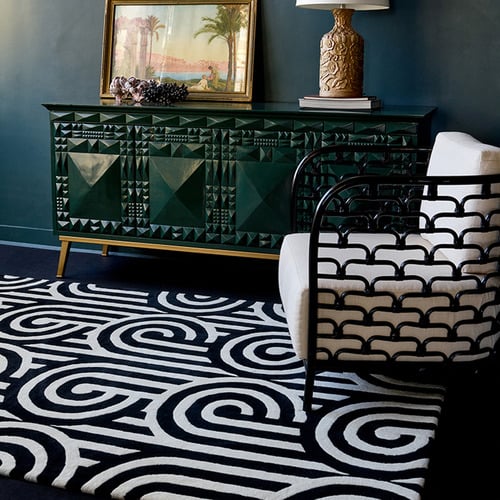 Black Florence Broadhurst Turnabouts Wool Rug